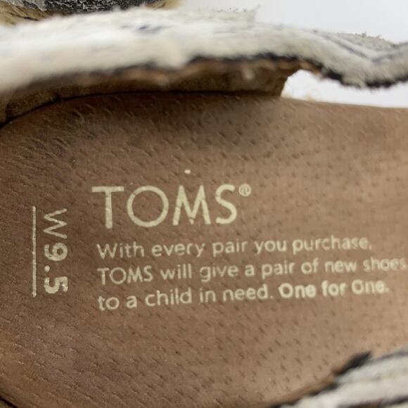 Toms Platform Wedge Peep Toe Espadrille Sandals White Gray Size 9.5 - Picture 9 of 10